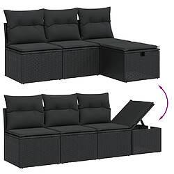 Avis vidaXL Salon de jardin 7 pcs avec coussins noir résine tressée