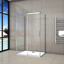 Aica Sanitaire Cabine de douche 160x80x80cm en verre securit anticalcaire 8mm Cabine de douche 160x80x80x195cm forme en U porte de douche coulissante et 2 parois en 8mm verre anticalcaire