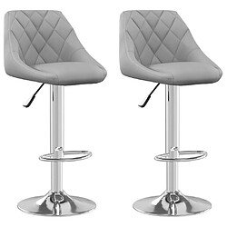 vidaXL Tabourets de bar lot de 2 gris clair velours