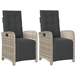 vidaXL Chaises inclinables de jardin lot de 2 avec repose-pied rotin