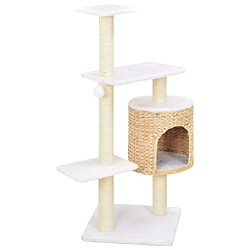 Helloshop26 Arbre à chat griffoir grattoir niche jouet animaux peluché en sisal herbiers marins beige 3702267