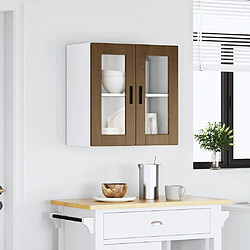 Avis vidaXL Armoire murale de cuisine et porte en verre Porto chêne marron