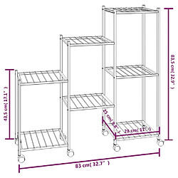 vidaXL Jardinière avec roues 83x25x83,5 cm Noir Fer pas cher