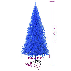 vidaXL Sapin de Noël artificiel avec support bleu 210 cm PVC pas cher