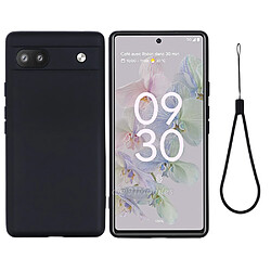 Coque en silicone antichoc, flexible avec lanière, noir pour votre Google Pixel 6a