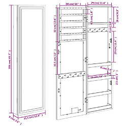 vidaXL Armoire à bijoux avec miroir et éclairage LED mural blanc pas cher