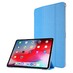 Etui en PU Texture de soie avec support tri-pliure bleu clair pour votre Apple iPad Pro 12.9 pouces (2021)