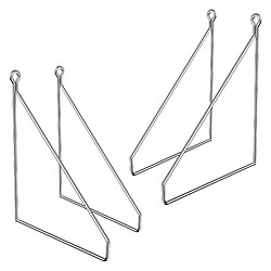 ML DESIGN MODERN LIVING Lot de 4 supports d'étagère murale équerre triangle en métal argent 200 x 250 mm