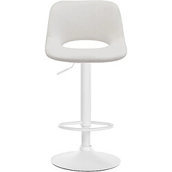 Decoshop26 Tabourets de bar chaises haute x2 avec repose-pieds en velours crème piètement métallique blanc 10_0004086