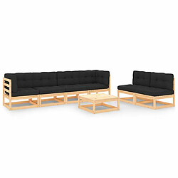 Maison Chic Salon de jardin 7 pcs + coussins - Mobilier/Meubles de jardin - Table et chaises d'extérieur Bois de pin massif -MN77751