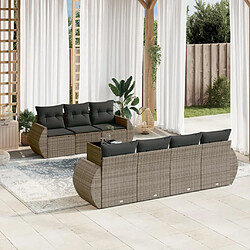 Maison Chic Salon de jardin 8 pcs avec coussins | Ensemble de Table et chaises | Mobilier d'Extérieur gris résine tressée -GKD73223