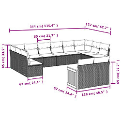 Avis vidaXL Salon de jardin 12 pcs avec coussins noir résine tressée