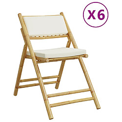 vidaXL Chaises de bistro pliantes lot de 6 et coussins blanc crème