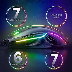 Acheter Universal Mouse de jeu câblé USB, souris de joueur optique RVB ergonomique pour ordinateur portable P