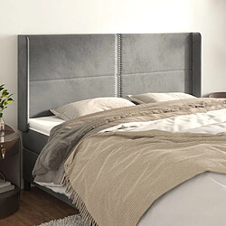 Maison Chic Tête de lit scandinave avec oreilles,meuble de chambre Gris clair 183x16x118/128 cm Velours -MN29118