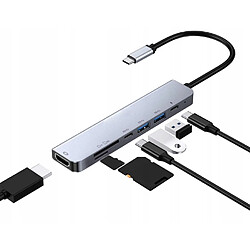 GUPBOO Adaptateur Hub USB-C 3.0 HDMI 4K 60Hz SD/TF PD 7in1,JL2373