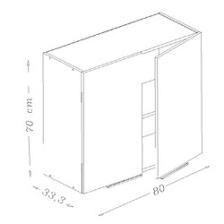 Berlioz Creations Caisson Haut de Cuisine 2 Portes 80, Panneaux de Particules, Chêne Taupe, 80 x 34 x 70 cm