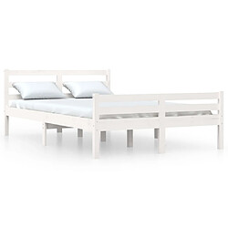 Maison Chic Lit adulte - Lit simple Cadre de lit,Structure du lit Contemporain Blanc Bois massif 140x200 cm -MN94896