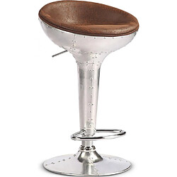 ICONIK INTERIOR Tabouret rond en métal - style aviateur - 70 cm - Aviator Marron