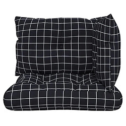 Avis vidaXL Coussins de palette lot de 3 motif à carreaux noir tissu Oxford