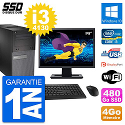 PC Tour Dell 3020 Ecran 19" Intel Core i3-4130 RAM 4Go SSD 480Go Windows 10 Wifi - Occasion