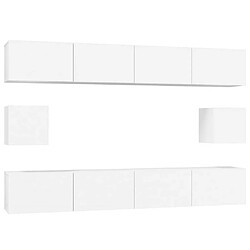 Maison Chic Ensemble de meubles TV 6 pcs | Banc TV Moderne pour salon | Meuble de Rangement - Blanc Bois d'ingénierie -MN64603