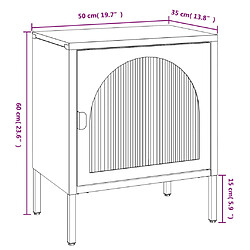 vidaXL Table de chevet noir 50x35x60 cm verre et acier pas cher