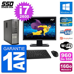 PC Dell 990 SFF Ecran 19" Intel i7-2600 RAM 16Go SSD 960Go Windows 10 Wifi - Occasion