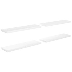 Maison Chic Lot de 4 Étagère murale flottante,Etagère de rangement Blanc brillant 90x23,5x3,8cm MDF -MN42084