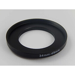 vhbw adaptateur filtre Step UP métal noir 34mm-49mm pour appareil photo, objectif, filtre, dispositif pare-soleil, adaptateur objectif