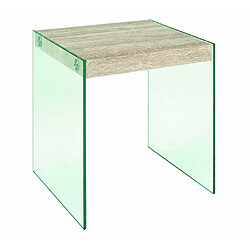 Pegane Table d'appoint en tube d' acier Coloris Chêne clair, Dim : L40 x P35 x H35 cm