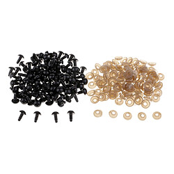 100pcs yeux de sécurité en plastique noirs pour ours en peluche / poupée / animal en jouet / feutrage 9mm