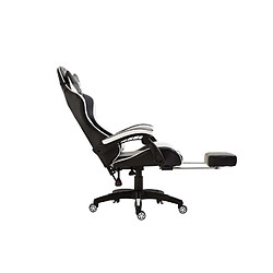 Avis Decoshop26 Fauteuil de bureau repose-pieds télescopique design sportif gamer en PVC noir / blanc et plastique 10_0002506