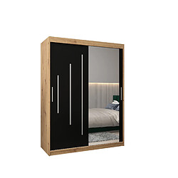 Abiks Meble Armoire YORK 2 À Portes Coulissantes 200/150/62 2 Portes (Artisan/Noir)