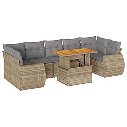 vidaXL Salon de jardin avec coussins 8 pcs beige résine tressée