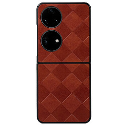 Coque en TPU + PU texture grille, antichoc rouge pour votre Huawei P50 Pocket