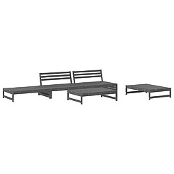 Avis Maison Chic Salon de jardin 5 pcs + coussins - Mobilier/Meubles de jardin - Table et chaises d'extérieur gris bois massif -MN72715