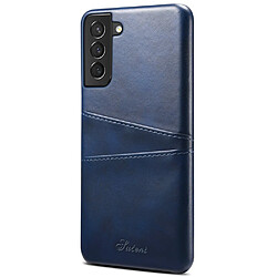 Coque en TPU + PU anti-rayures avec porte-cartes bleu pour votre Samsung Galaxy S21 + 5G