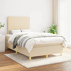 vidaXL Sommier à lattes de lit avec matelas Crème 120x200 cm Tissu