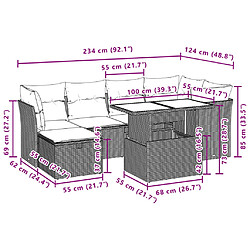 vidaXL Salon de jardin 7 pcs avec coussins noir résine tressée pas cher