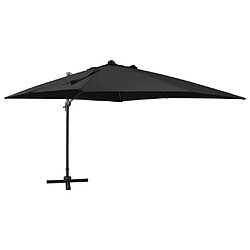 Helloshop26 Parasol meuble de jardin déporté avec mât et lumières led 300 cm noir 02_0008523