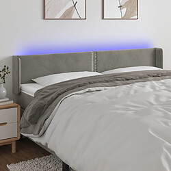 Maison Chic Tête de lit moderne à LED lumineuse pour chambre - Décoration de lit Gris clair 163x16x78/88 cm Velours -MN61440