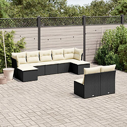 Maison Chic Ensemble Tables et chaises d'extérieur 9 pcs avec coussins,Salon de jardin noir résine tressée -GKD834209