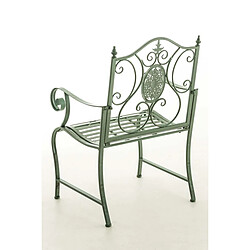 Acheter Decoshop26 Chaise de jardin balcon terrasse avec accoudoirs design rustique en métal vert vieilli 10_0003026