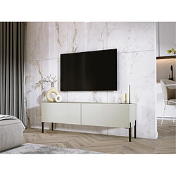 3XELIVING Meuble TV en couleur Cachemire avec pieds droits en noir, D: l : 140 cm, H : 52 cm, P : 32 cm