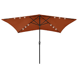 Maison Chic Parasol Jardin | Parasol avec LED et mat en acier Terre cuite 2x3 m - GKD55815