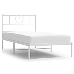 Maison Chic Lit adulte - Cadre de lit métal avec tête de lit pour chambre blanc 107x203 cm -MN36540