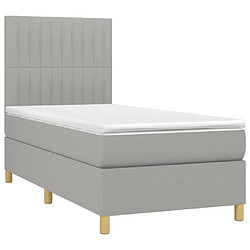 Avis Maison Chic Lit Adulte - Lit simple Lit à sommier tapissier avec matelas moelleux - Meuble de Chambre - Gris clair 80x200 cm Tissu -MN66696