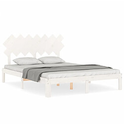 Maison Chic Cadre/structure de lit avec tête de lit pour adulte - Lit Moderne Chambre blanc 140x200 cm bois massif -MN82449