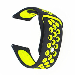 Bracelet en silicone creux 20mm bicolore noir jaune pour votre Garmin Forerunner 645 Music/Vivoactive 3/Vivomove HR